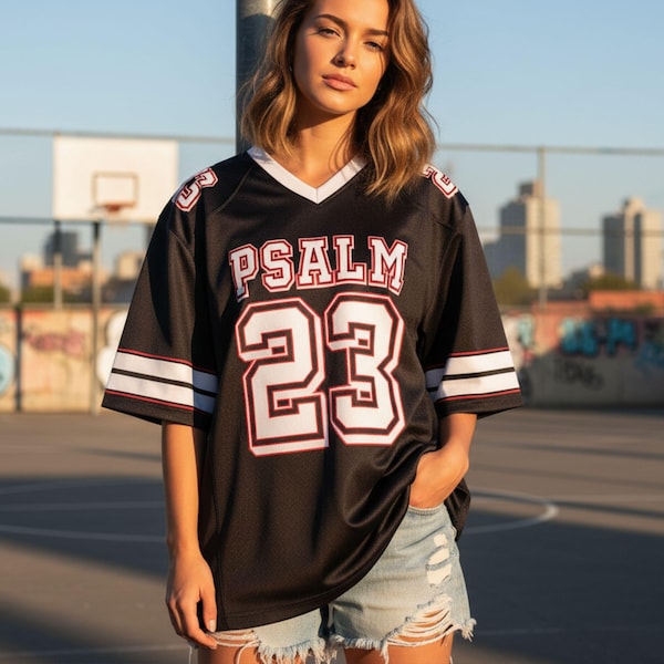 Psalm 23 Jersey Shirt, Jesus Christian Bible Verse Football Jersey