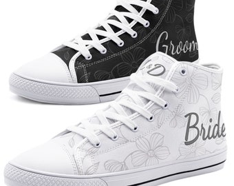 Braut und Bräutigam passende Schuhe, Braut Sneakers personalisierte Brautschuhe Unisex Low Top Canvas Schuhe individuelle Hochzeitsschuhe Bräutigam Braut Geschenke