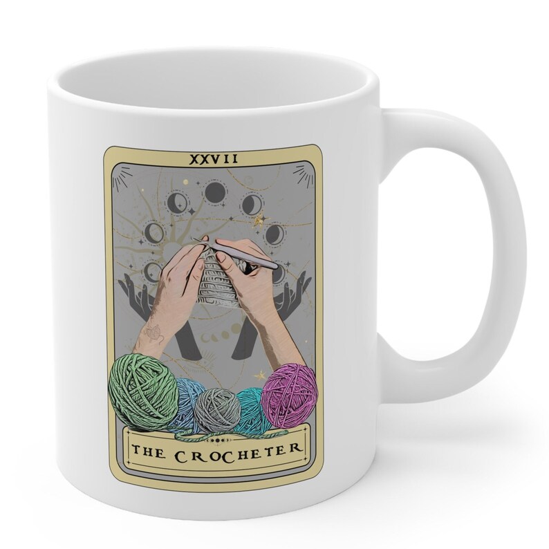Crocheter Gift, The Crocheter Tarot Card Mug Gift For Crocheting Crochet Lover Gifts Crochet Tarot Mug image 3