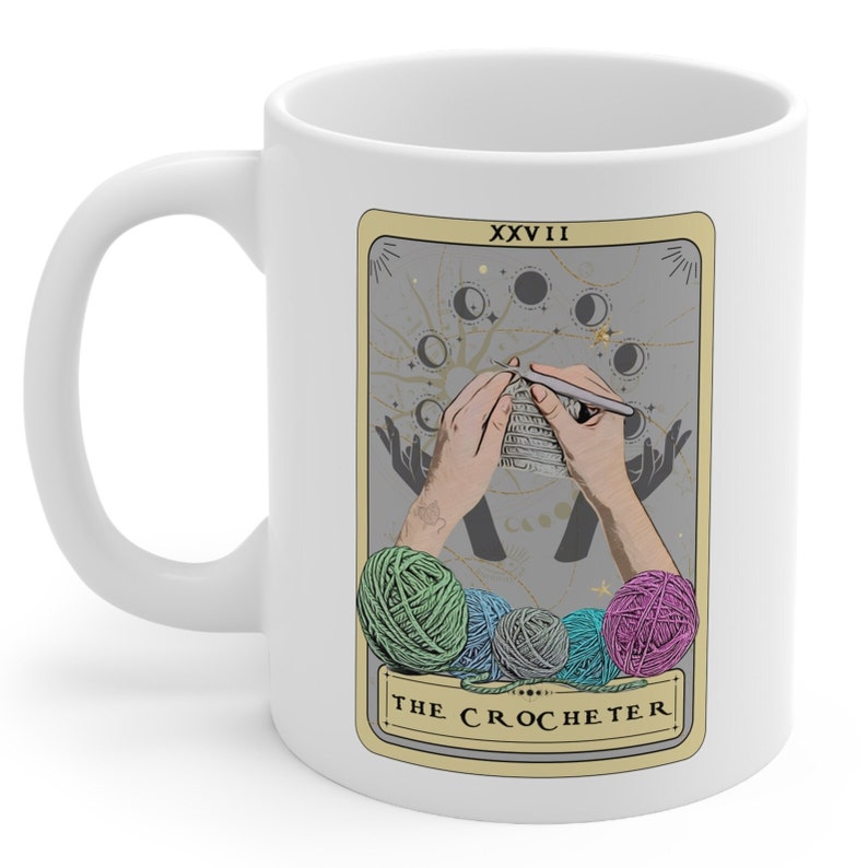 Crocheter Gift, The Crocheter Tarot Card Mug Gift For Crocheting Crochet Lover Gifts Crochet Tarot Mug image 2