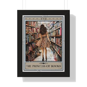 Die Prinzessin der Bücher Tarot Karte gerahmter Druck, Buch Wandkunst, Lesewand Dekor, Buchliebhaber Wand Kunst Buch Wand Dekor Buch gerahmter Druck