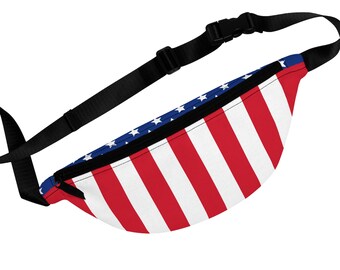 USA Flag Fanny Pack, American Flag Fanny Pack Waist Pack, Hip Pack, Bum Bag For Men and Women 14" x 6" 4 Of July