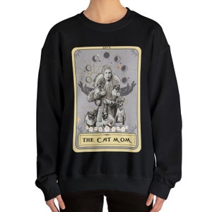 Katzenliebhaber Sweatshirt, die Katzenmama Tarot-Karte Sweatshirt, Katzenmama Geschenke Katzenpullover für Frauen Katzenpullover Katzensweatshirt Black