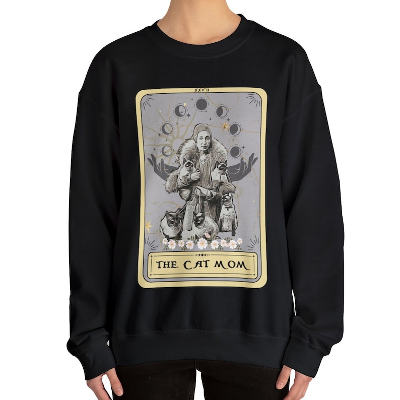 Katzenliebhaber Sweatshirt, die Katzenmama Tarot-Karte Sweatshirt, Katzenmama Geschenke Katzenpullover für Frauen Katzenpullover Katzensweatshirt Black