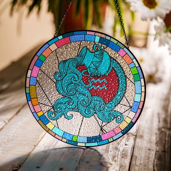 Gemini Stained Glass Zodiac Suncatcher Lightcatcher Gemini Window