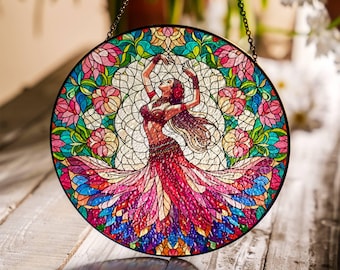 Belly Dance Stained Glass Suncatcher: Home Decoration Gift