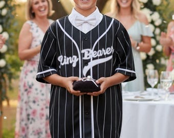 Ring Bearer Baseball Jersey Shirt: Personalized Name & Number, Custom Kids Size Full Button