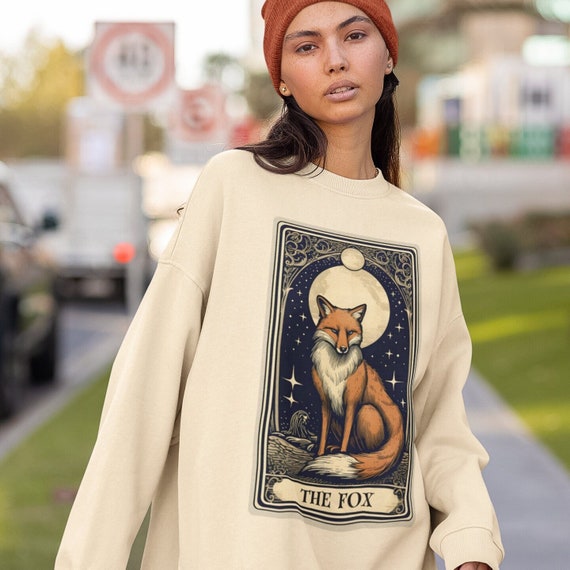 Fox Sweatshirt, The Fox Tarot Card Sweatshirt, Fox Lover Gifts for Fox Lover Sweater, Fox Crew Neck Jumper