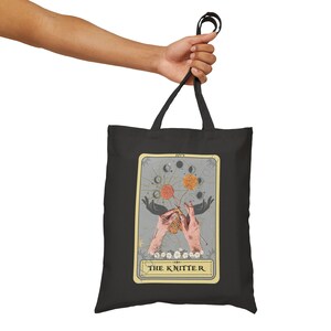 Knitting Tote Bag, The Knitter Tarot Card Tote Bag, Knitter Canvas Tote Bag Knitter Shopping Bag for Knitting Lover image 7