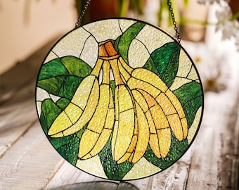 Banane Glasmalerei Suncatcher: Obst Fensterschmuck