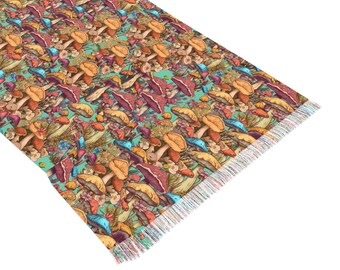 Mushroom Scarf Colorful Mushroom Scarf Rave Pashmina Rave Scarf Colorful Pashmina