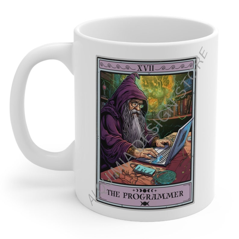 Programmer Mug, The Programmer Tarot Card Mug, Programmer Gift for Coder Gifts, Computer Geek Coder Mug Programmer Coffee Mug image 2
