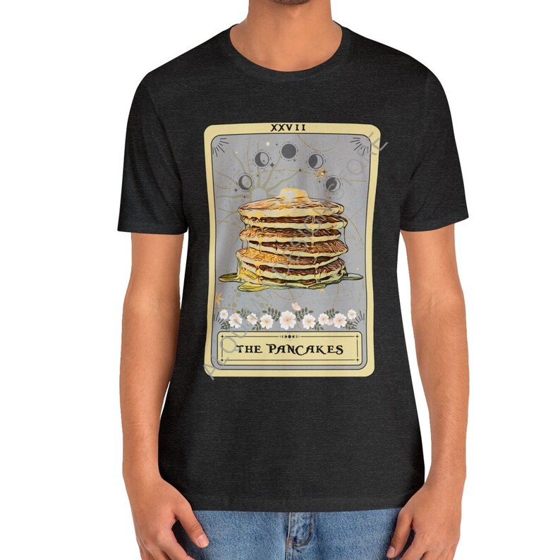 Pancake Shirt, The Pancakes Tarot Card Shirt, Pancakes Lover T-shirt Breakfast Shirt Dark Grey Heather