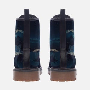 Whale Shark Blue Ocean Vegan Leather Combat Boots image 6