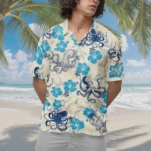 Octopus Hawaiian Shirt, Octopus Shirt Ocean Short-sleeve Hawaiian Shirt Sea Life Lover