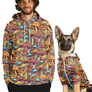 Dog Owner Matching Hoodie High Quality Mushroom Dog Owner Matching Set Big Large Dog Sweatshirt Small Dog Clothes Matching Outfit
