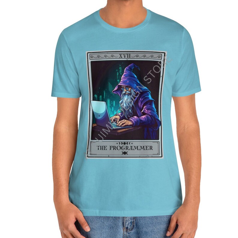 The Programmer Tarot Card Shirt, Programmer T-shirt Wizard Programmer Coder Shirt Computer Geek Software Engineer Gifts Programmer Gift Turquoise