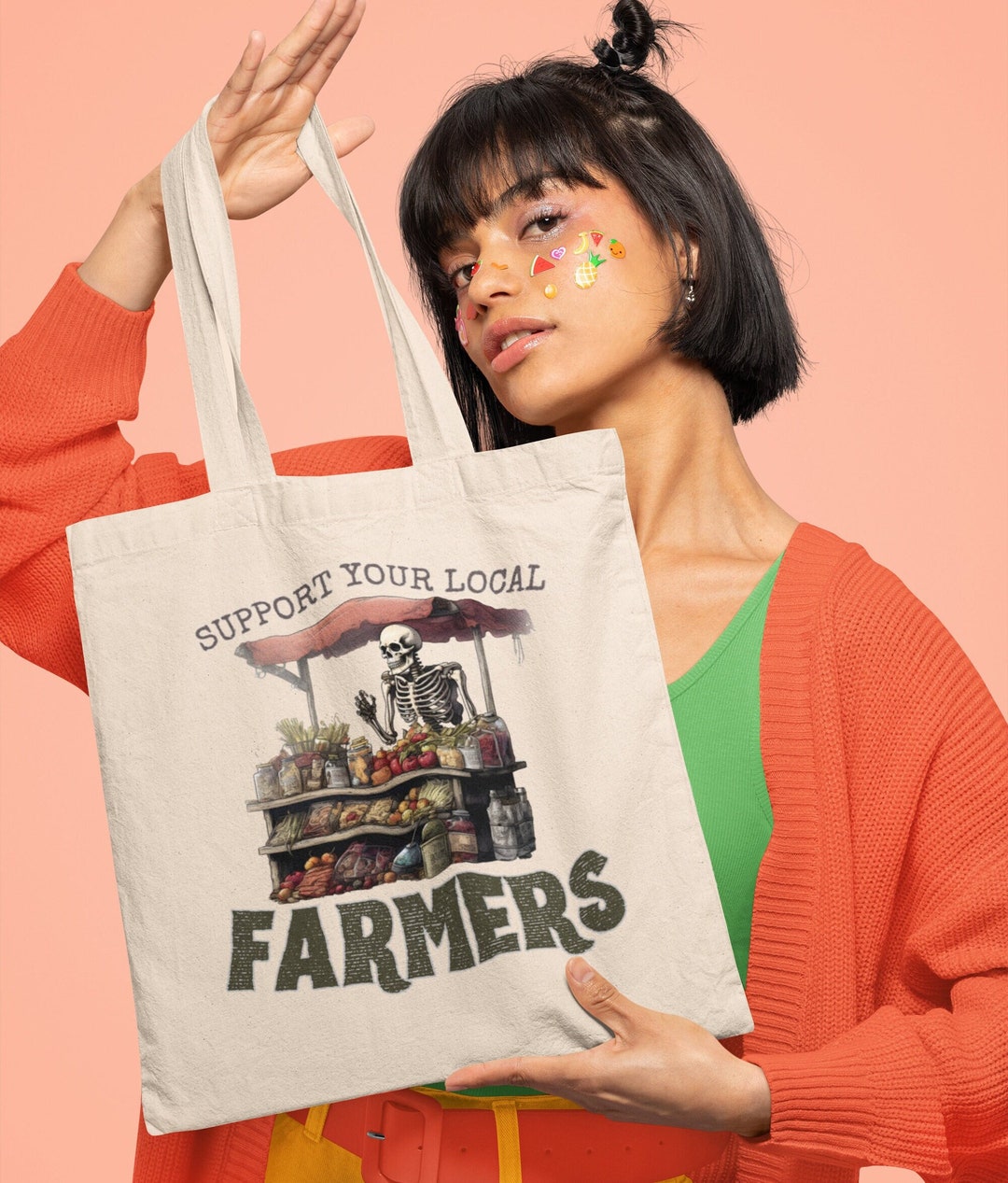 Farmers Market Canvas Tote Bag: Reusable Grocery Bag (15" X 16") - Etsy