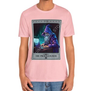The Programmer Tarot Card Shirt, Programmer T-shirt Wizard Programmer Coder Shirt Computer Geek Software Engineer Gifts Programmer Gift Pink