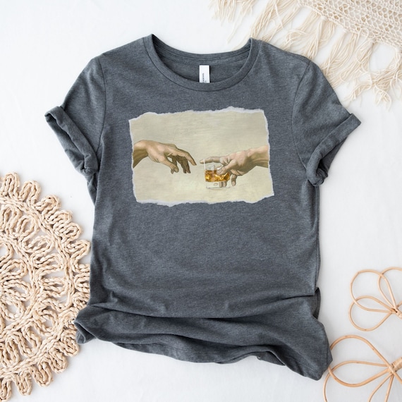 Whiskey tshirt The Creation Of Adam Whiskey Shirt, Whiskey Gift Whiskey tshirt Whiskey Lover gift t shirt "The Creation of Whiskey"