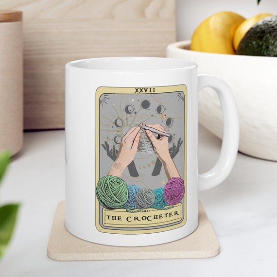 Crocheter Gift, The Crocheter Tarot Card Mug Gift For Crocheting Crochet Lover Gifts Crochet Tarot Mug