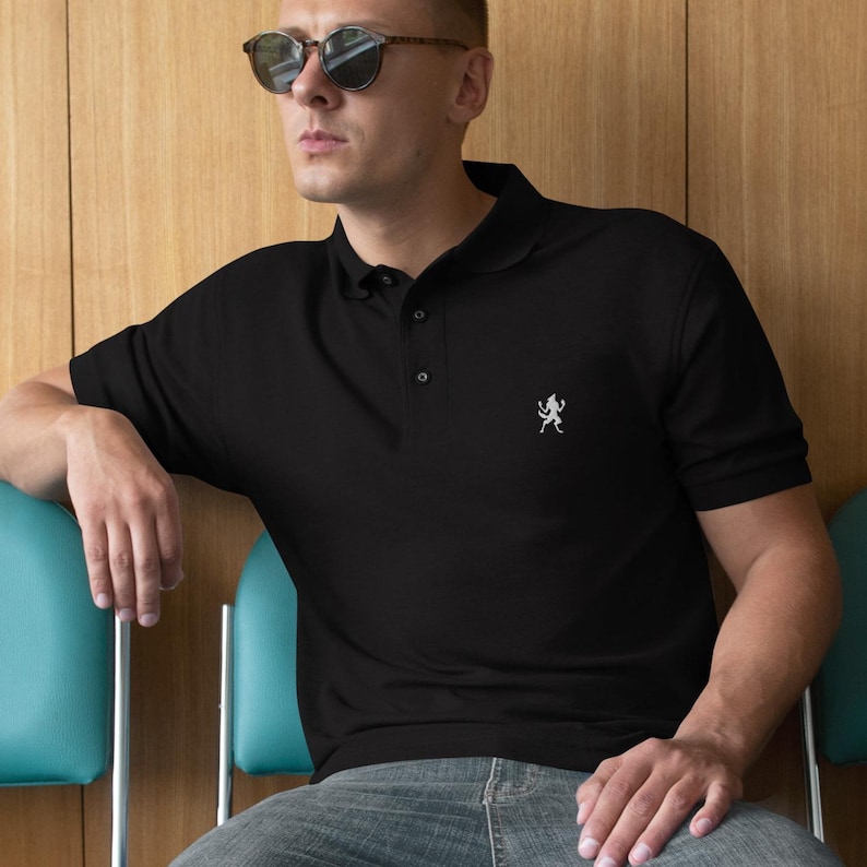 Werewolf Shirt for Men, Werewolf Polo Shirt Embroidered Wolf Logo Men's Premium Polo
