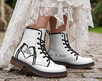 Wedding Boots, Personalized Bridal Boots, Till Death Gothic Wedding Bride Boots