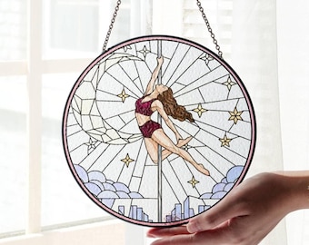 Pole Dance Stained Glass Suncatcher: Pole Dancing Ornament