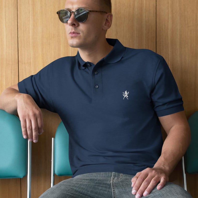 Werewolf Shirt for Men, Werewolf Polo Shirt Embroidered Wolf Logo Men's Premium Polo
