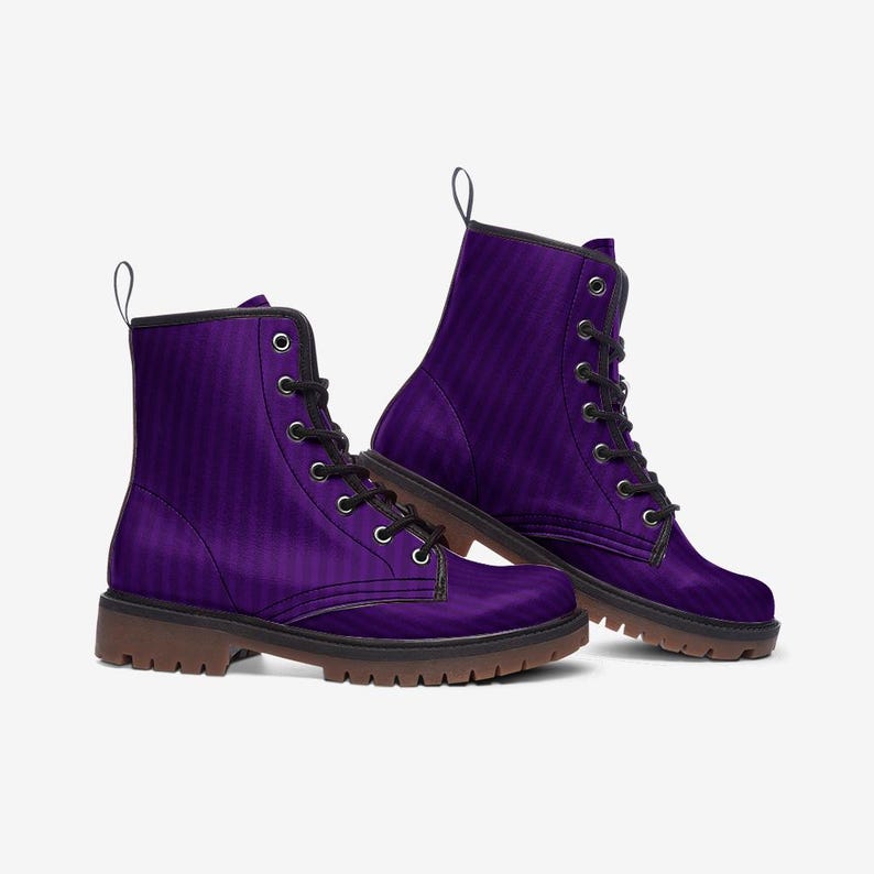 Purple Combat Boots Purple Stripped Vegan Leather Boots image 4