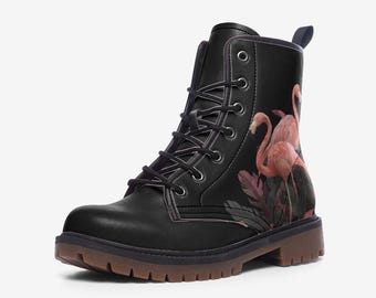 Flamingo zwarte gevechtslaarzen vegan leren laarzen