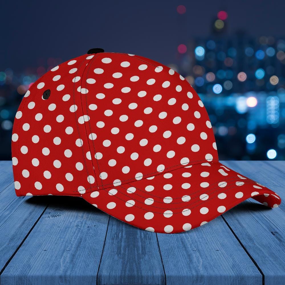 Red Polka Dot Cap, Red White Polka Dots Hat, Baseball Cap - Etsy display picture 2