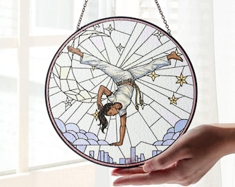 Capoeira Stained Glass Suncatcher: Capoeira Ornament