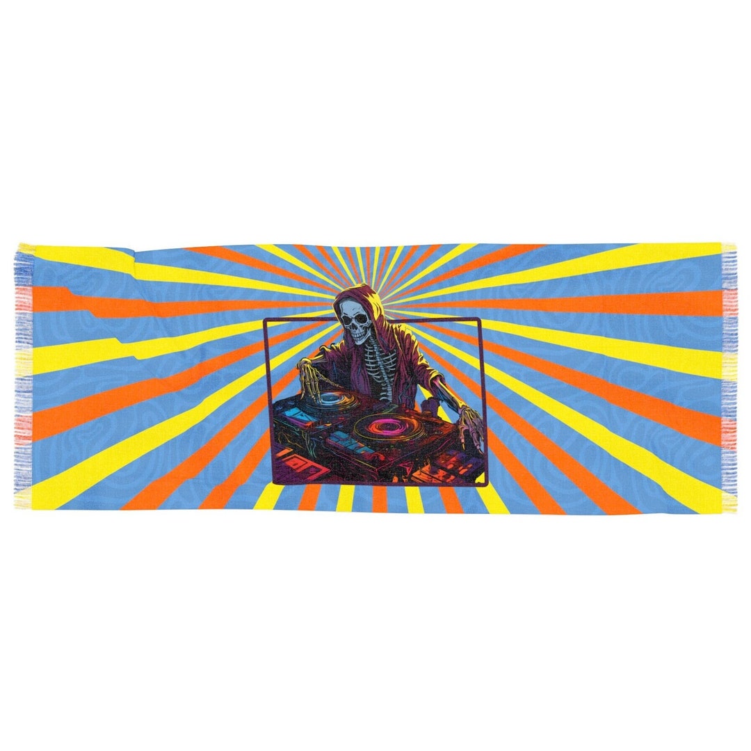 Red Pashima Rave Rave Scarf Skeleton DJ Rave Pashmina Scarf Colorful Pashmina Rave ...
