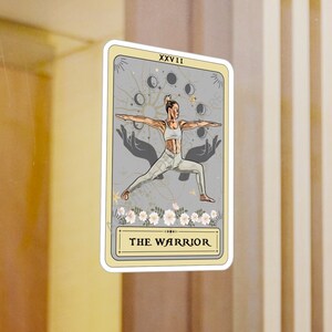 Yogaklistermärken, Krigarens Tarotkortsklistermärke 7,5 cm x 10 cm vinylklistermärke Vattentätt UV-resistent yogaklistermärke bild 3