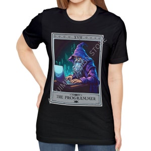 The Programmer Tarot Card Shirt, Programmer T-shirt Wizard Programmer Coder Shirt Computer Geek Software Engineer Gifts Programmer Gift Black