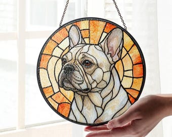 French Bulldog Stained Glass Suncatcher: Dog Light Catcher Home Decor