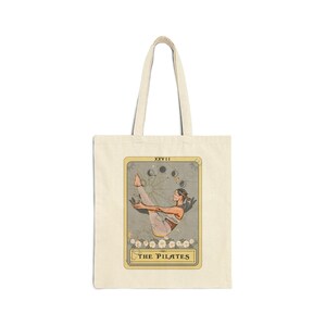 Pilates Tote Bag, The Pilates Tarot Card Tote Bag, Pilates Lover Gifts Pilate Canvas Bag Pilates Pose Totebag Natural