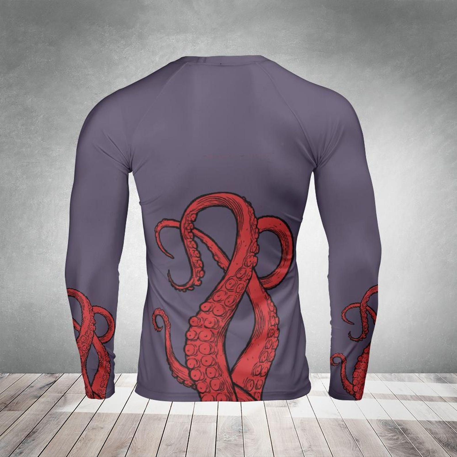 Octopus Rash Octopus Print Long Sleeve Rash Guard: Activewear Compression Shirt - Etsy