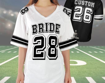 football jersey wedding dress Bride V-Neck Football Jersey with Name & Number