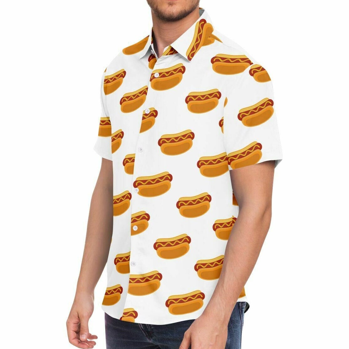 hot dog dress shirt Custom Face Hot Dog Hawaiian Shirt For Men