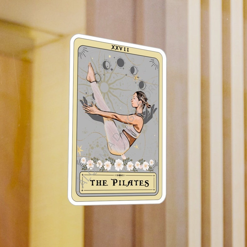 Pegatinas de Pilates, Carta del Tarot de Pilates, Vinilo de 7,6 x 10 cm, Resistente al agua y a los rayos UV. imagen 3