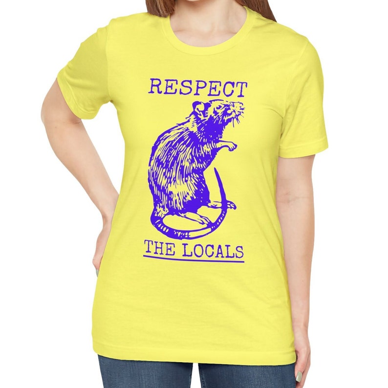 Respect The Locals Rat Shirt, Funny Retro Rat T-shirt Vintage Rat Tee Rat Lover Gifts Yellow