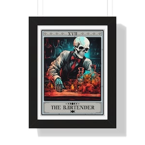 La carta del tarot de bartender impresión enmarcada, bartender wall art bartender imprimir cartel regalo para regalos de bartender