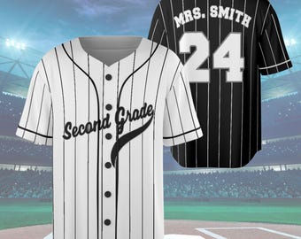 Second Grade Custom Teacher Baseball Jersey, Custom Name Teacher Shirt Back to School Personalized Teacher Shirt