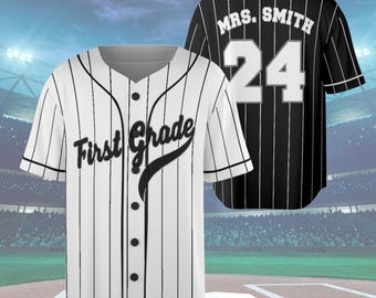First Grade Custom Teacher Baseball Jersey: Personalized Back to School Shirt
