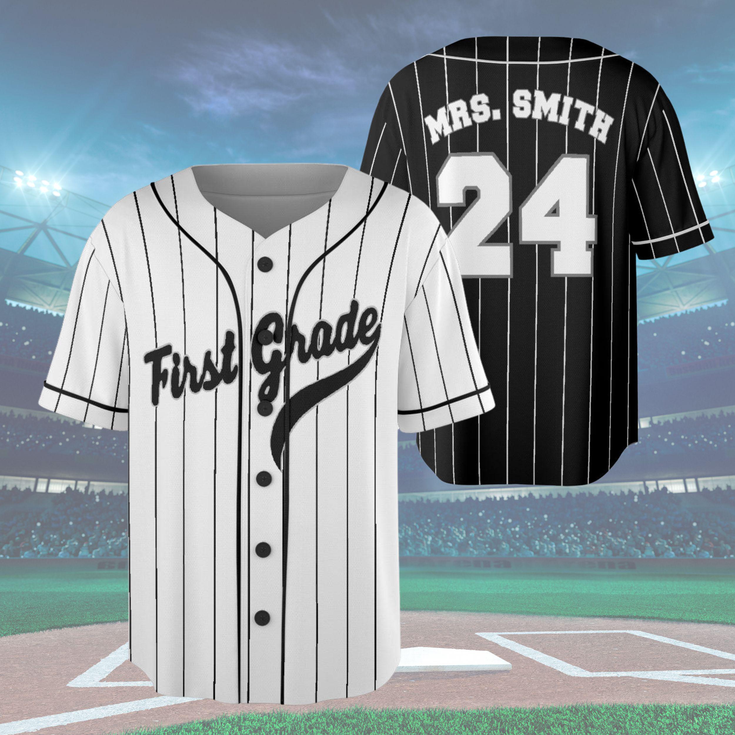 First Grade Custom Teacher Baseball Jersey: Personalized Back to