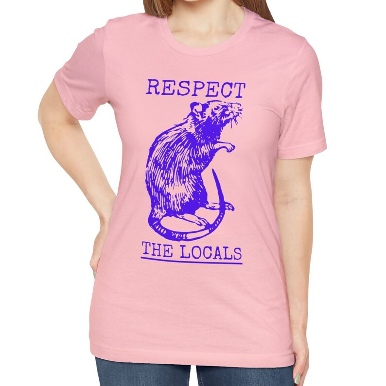 Respect The Locals Rat Shirt, Funny Retro Rat T-shirt Vintage Rat Tee Rat Lover Gifts Pink