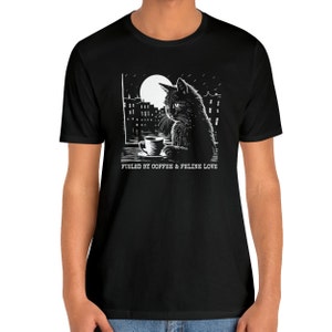 Coffee Cat Shirt, Black Cat Coffee Lover Tshirt Cat Shirt image 6