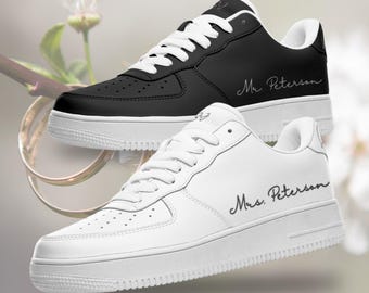 Custom Bride and Groom Matching Sneakers Bridal Shoes Personalized Wedding Shoes Low Top Vegan Leather Sneakers Custom Bride White Shoes